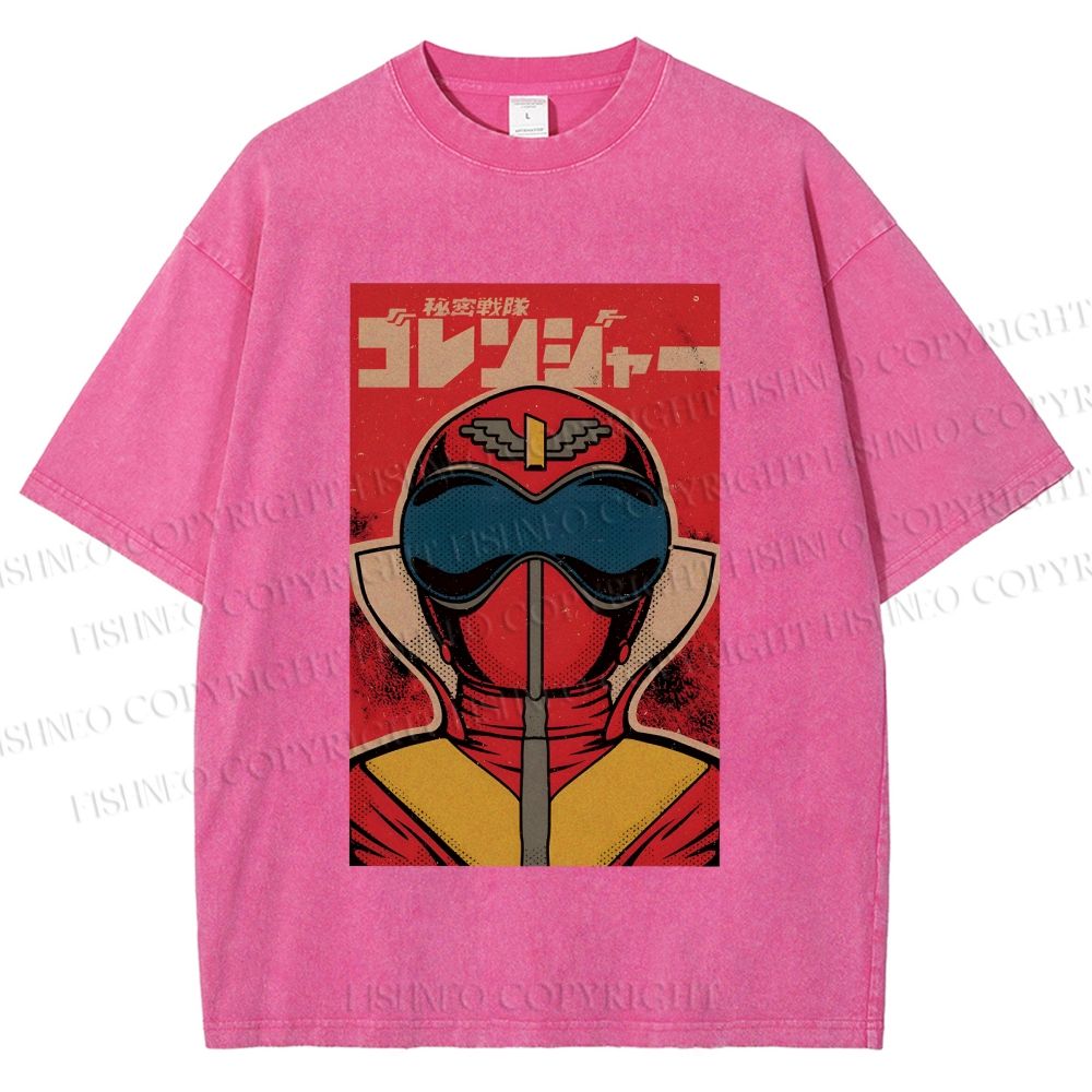 Unisex Himitsu Sentai Gorenger Akarenger Printed Washed Tee