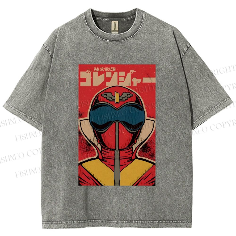 Unisex Himitsu Sentai Gorenger Akarenger Printed Washed Tee