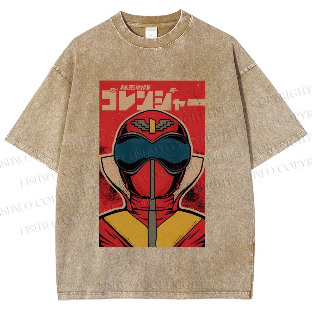 Unisex Himitsu Sentai Gorenger Akarenger Printed Washed Tee