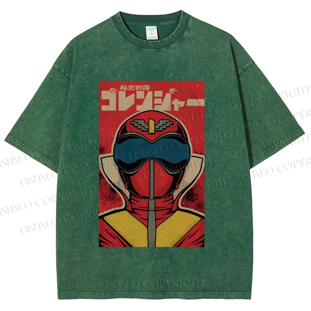 Unisex Himitsu Sentai Gorenger Akarenger Printed Washed Tee