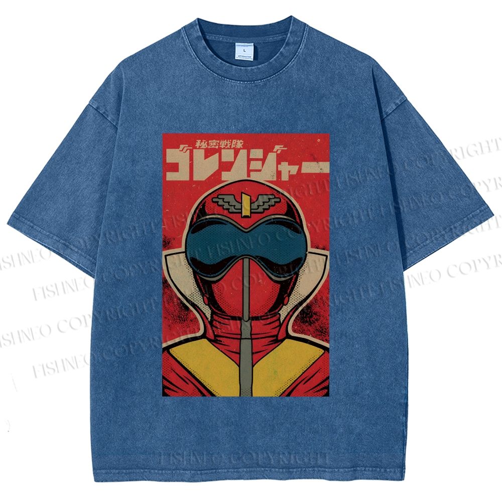 Unisex Himitsu Sentai Gorenger Akarenger Printed Washed Tee