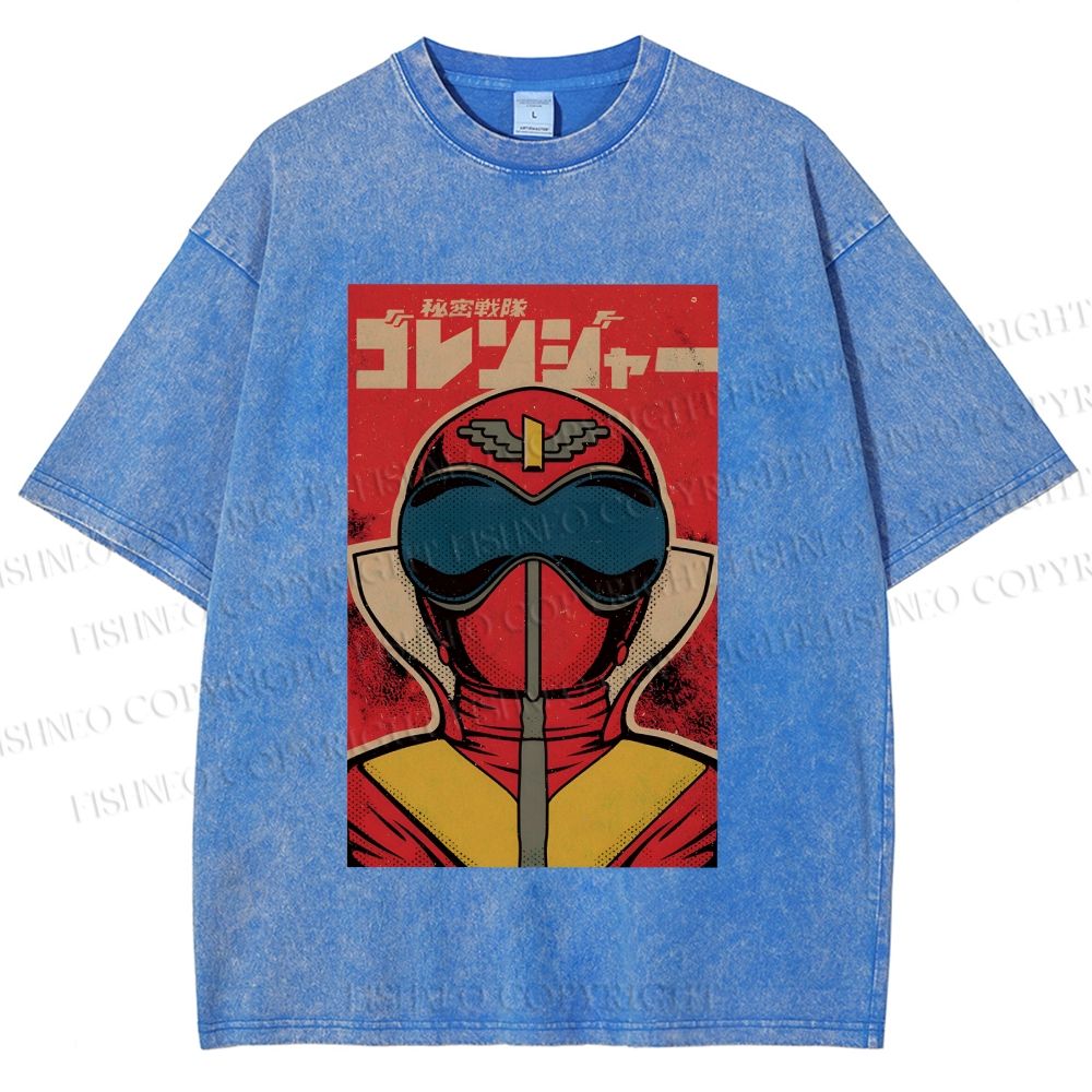 Unisex Himitsu Sentai Gorenger Akarenger Printed Washed Tee