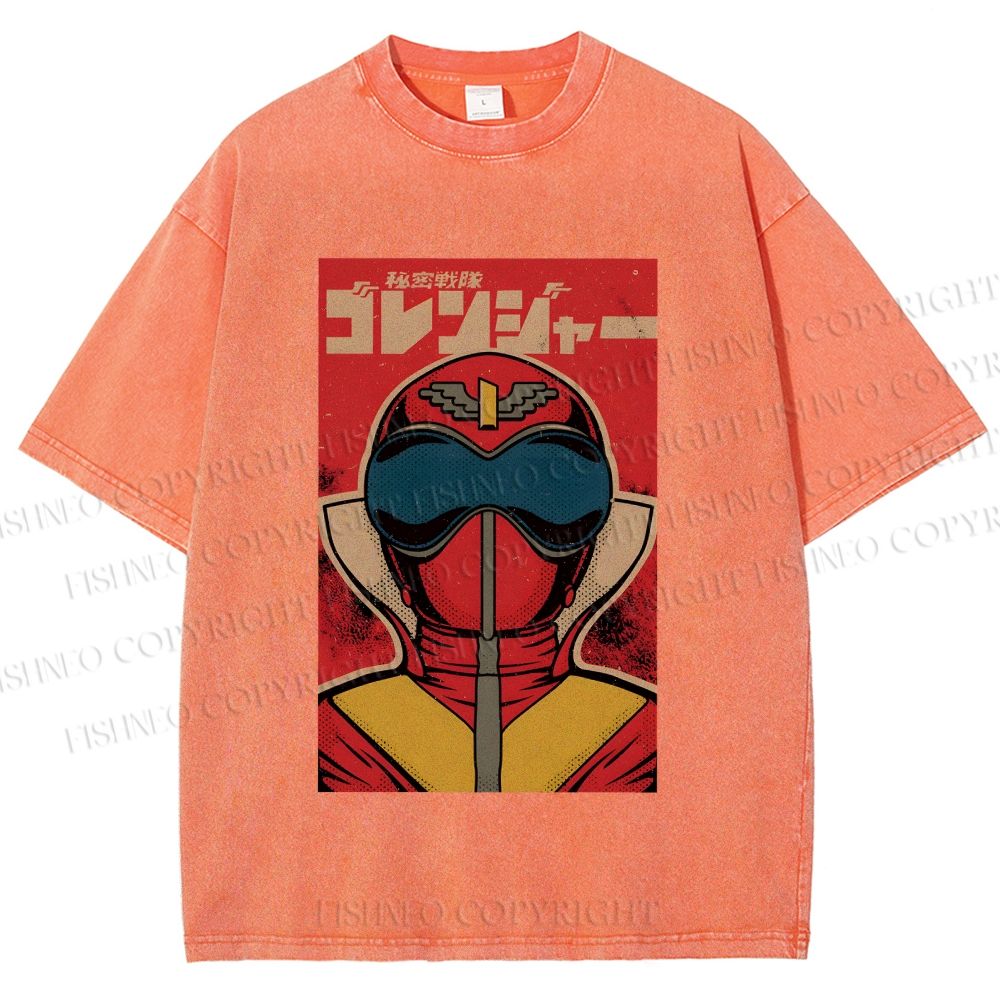 Unisex Himitsu Sentai Gorenger Akarenger Printed Washed Tee