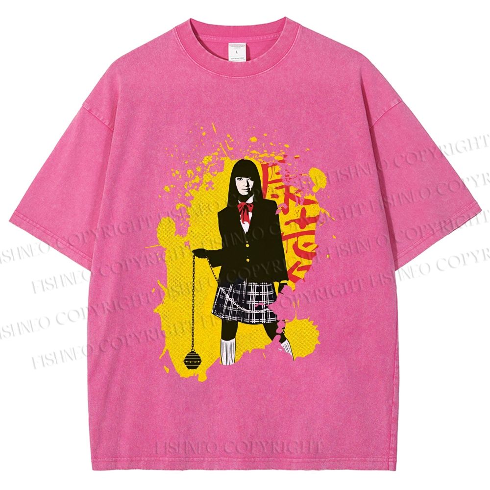 Unisex Kill Bill Graffiti Printed Washed Tee
