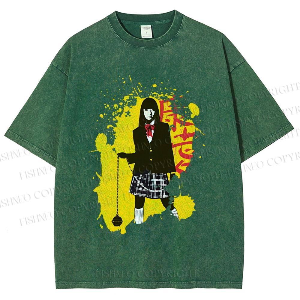 Unisex Kill Bill Graffiti Printed Washed Tee