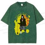 Unisex Kill Bill Graffiti Printed Washed Tee