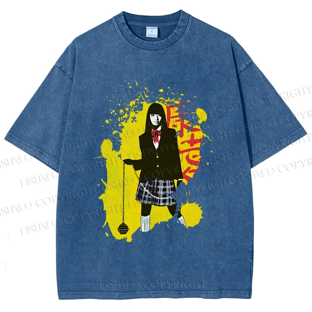 Unisex Kill Bill Graffiti Printed Washed Tee