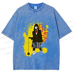 Unisex Kill Bill Graffiti Printed Washed Tee
