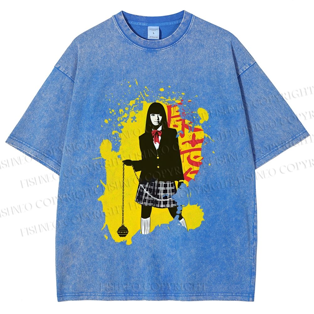 Unisex Kill Bill Graffiti Printed Washed Tee