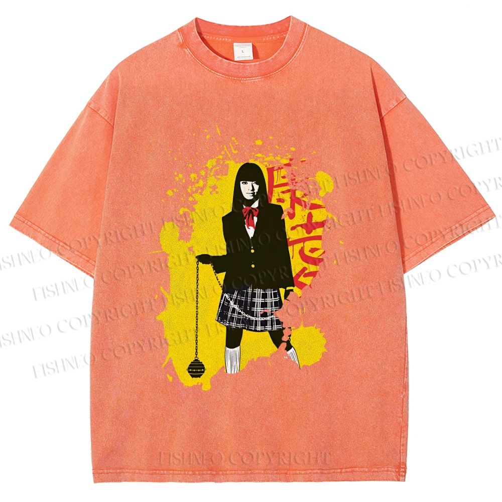 Unisex Kill Bill Graffiti Printed Washed Tee