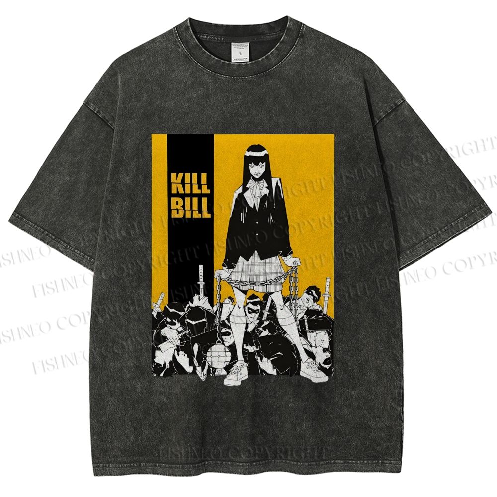 Unisex Kill Bill Anime Printed Washed Tee
