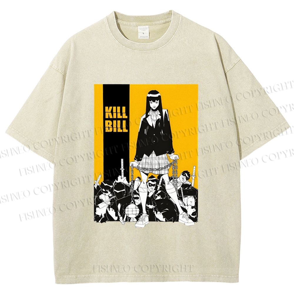 Unisex Kill Bill Anime Printed Washed Tee