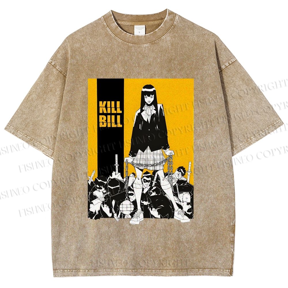 Unisex Kill Bill Anime Printed Washed Tee