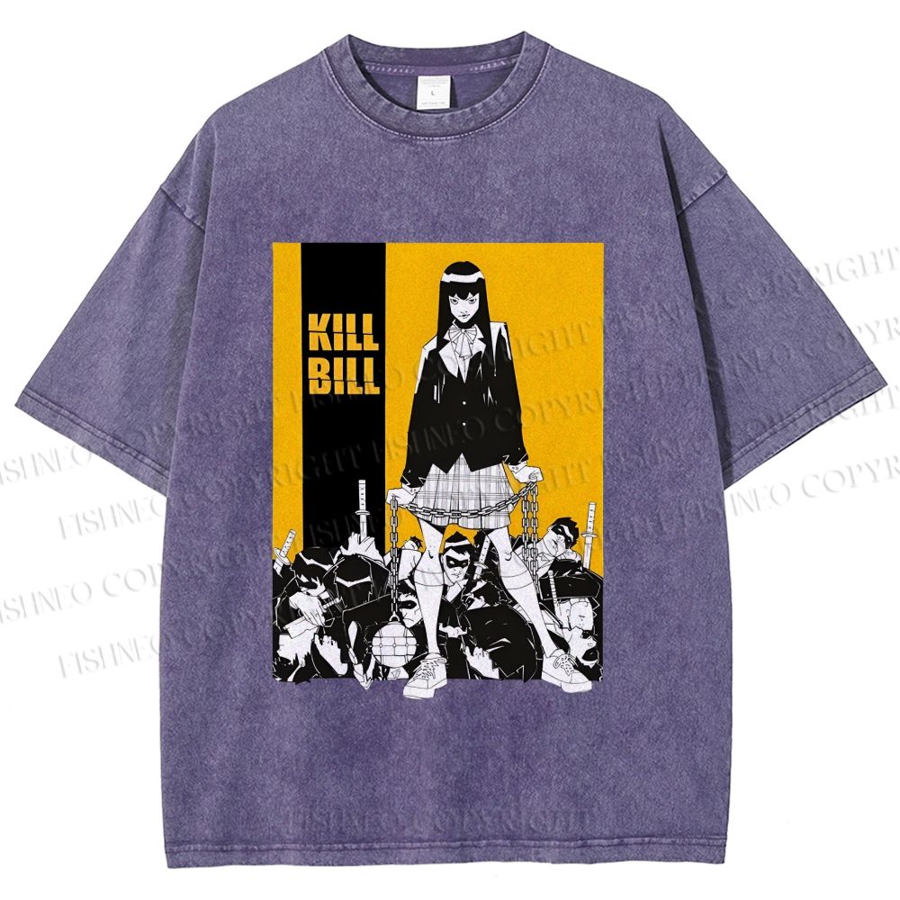 Unisex Kill Bill Anime Printed Washed Tee