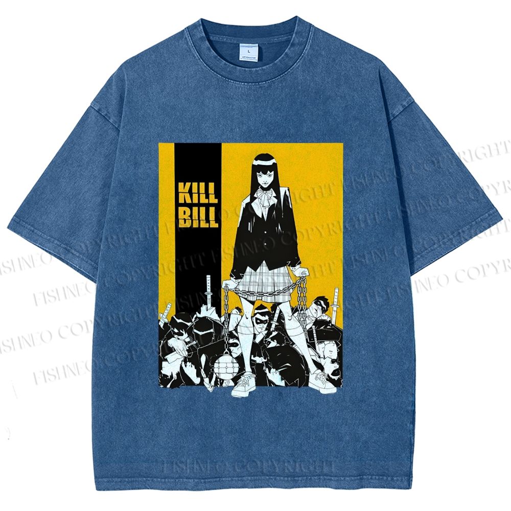 Unisex Kill Bill Anime Printed Washed Tee