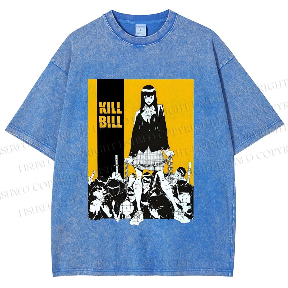 Unisex Kill Bill Anime Printed Washed Tee