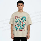 Unisex Blue Opossums Printed Washed Tee