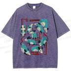 Unisex Blue Opossums Printed Washed Tee