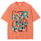 Unisex Blue Opossums Printed Washed Tee