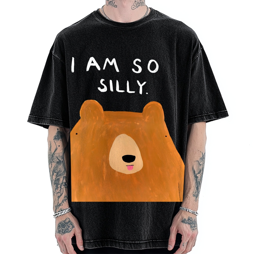 Funny Silly Bear Vintage Washed T-shirt