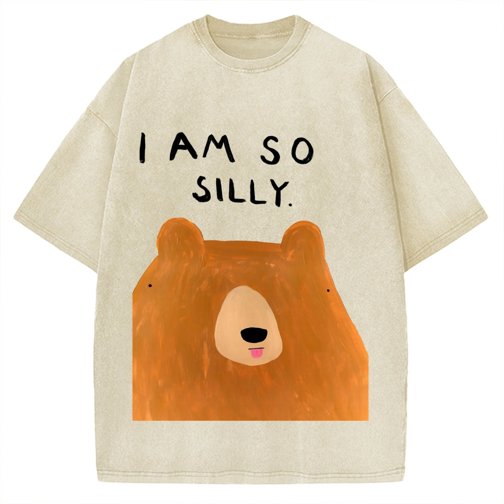 Funny Silly Bear Vintage Washed T-shirt