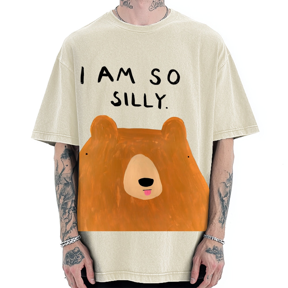 Funny Silly Bear Vintage Washed T-shirt
