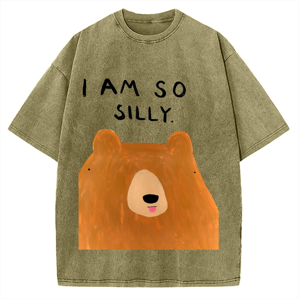 Funny Silly Bear Vintage Washed T-shirt