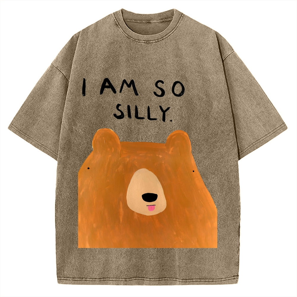 Funny Silly Bear Vintage Washed T-shirt