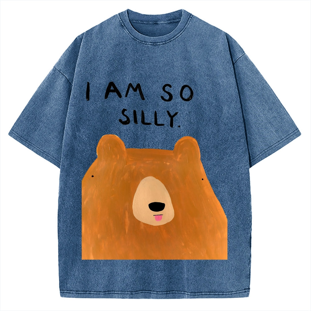 Funny Silly Bear Vintage Washed T-shirt