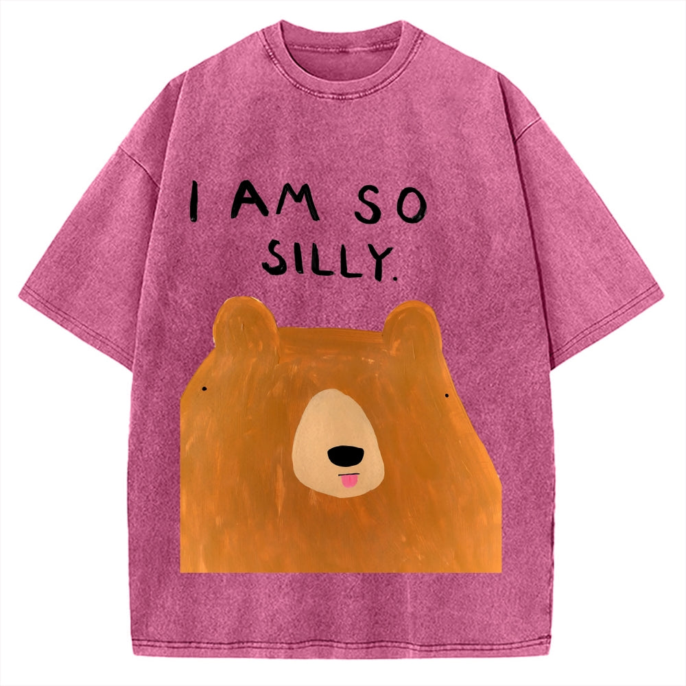 Funny Silly Bear Vintage Washed T-shirt