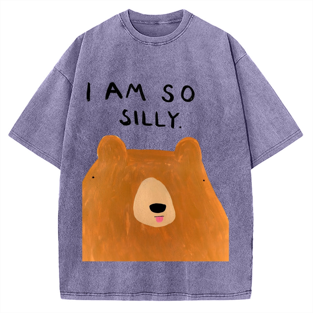 Funny Silly Bear Vintage Washed T-shirt