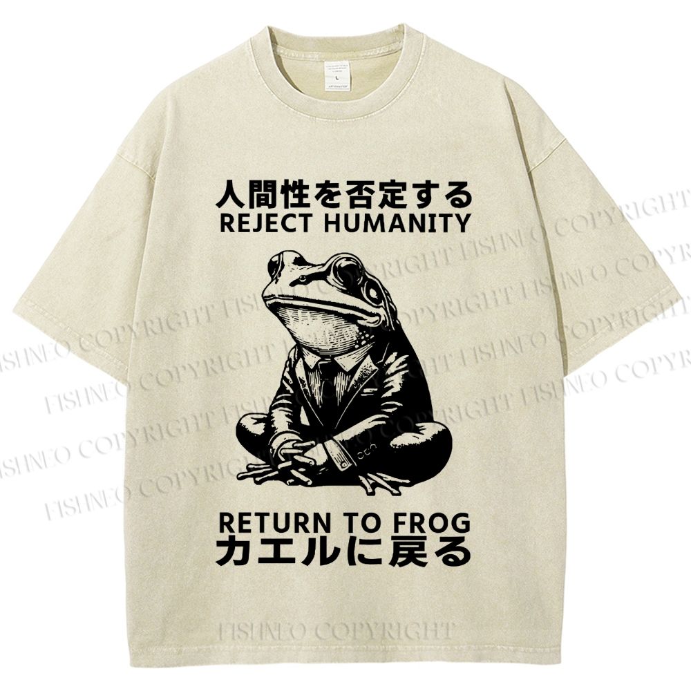 Unisex Reject Humanity Return To Frog Vintage Printed Washed Tee
