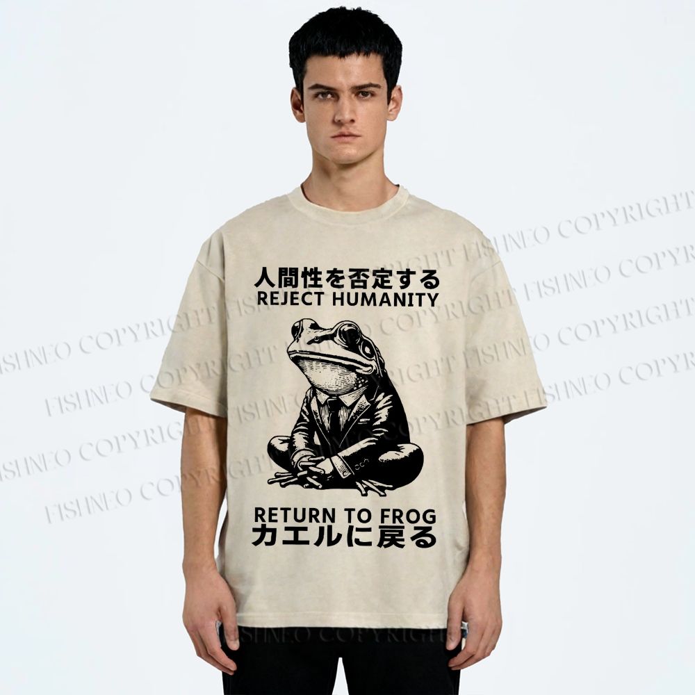 Unisex Reject Humanity Return To Frog Vintage Printed Washed Tee