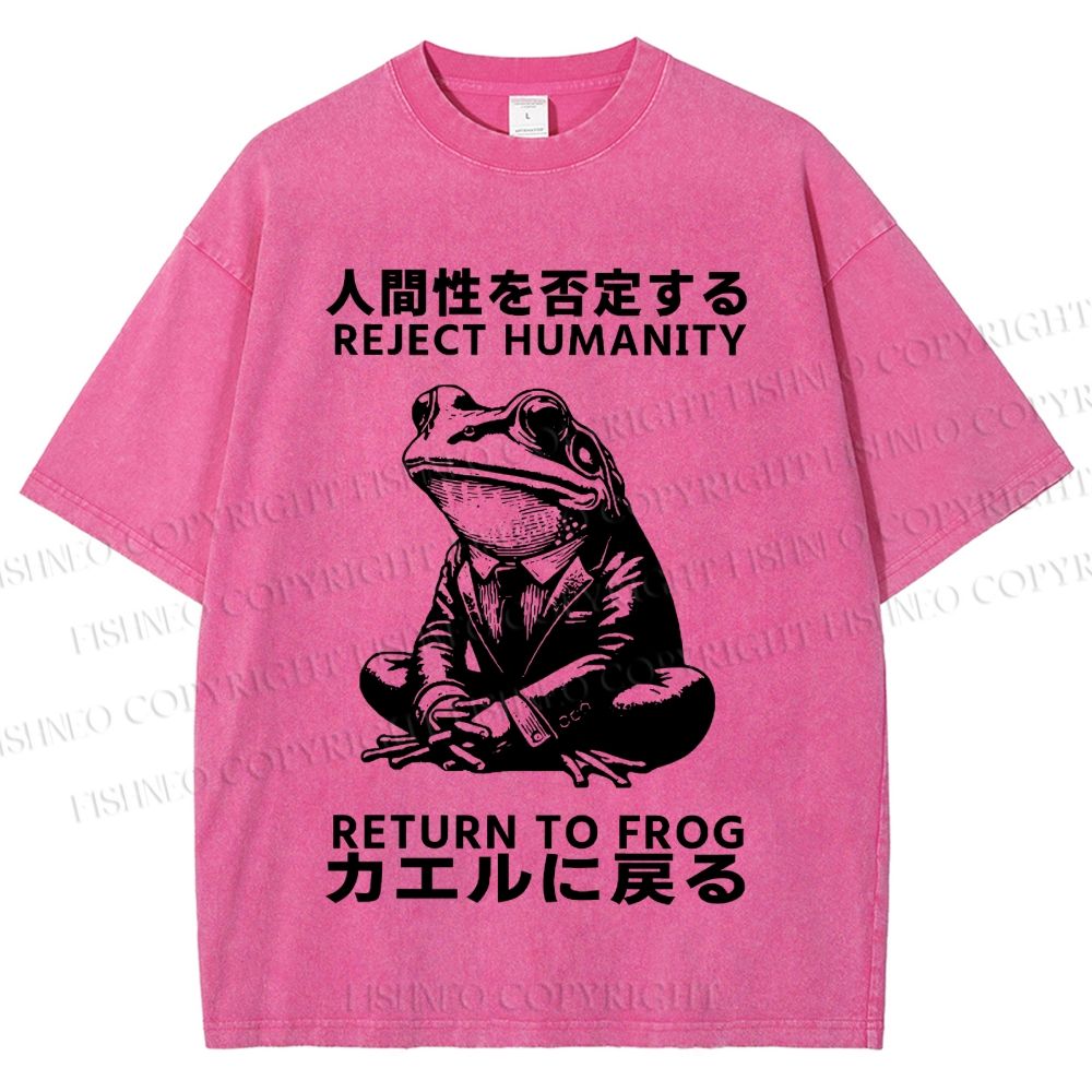 Unisex Reject Humanity Return To Frog Vintage Printed Washed Tee