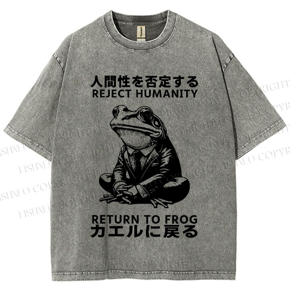 Unisex Reject Humanity Return To Frog Vintage Printed Washed Tee