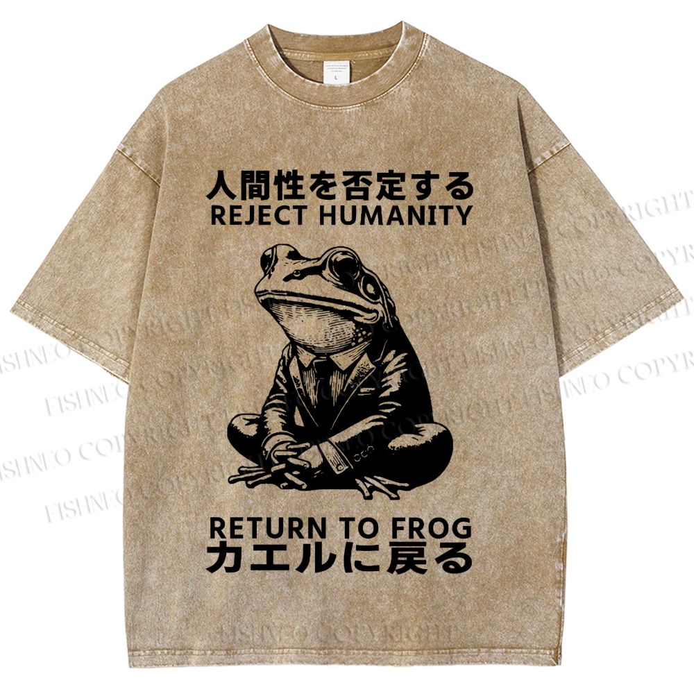 Unisex Reject Humanity Return To Frog Vintage Printed Washed Tee