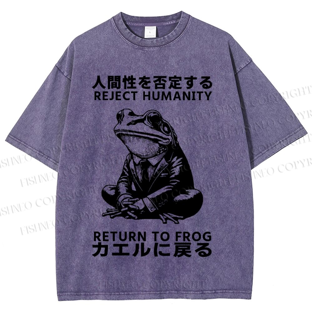 Unisex Reject Humanity Return To Frog Vintage Printed Washed Tee