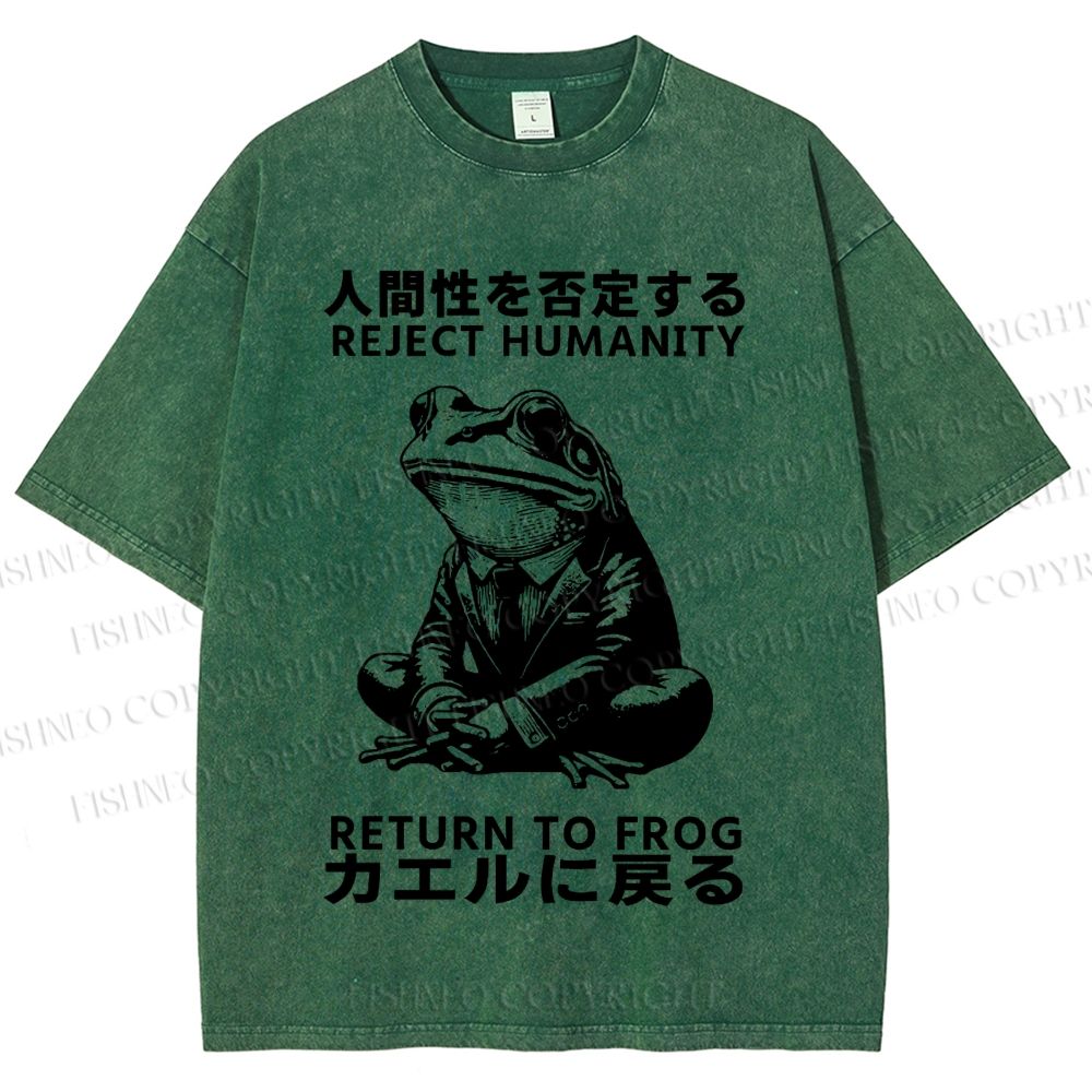 Unisex Reject Humanity Return To Frog Vintage Printed Washed Tee