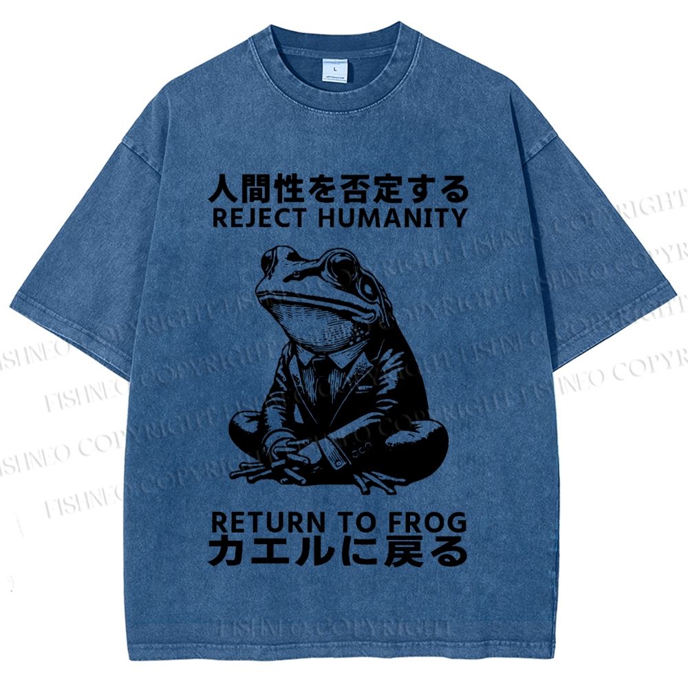 Unisex Reject Humanity Return To Frog Vintage Printed Washed Tee