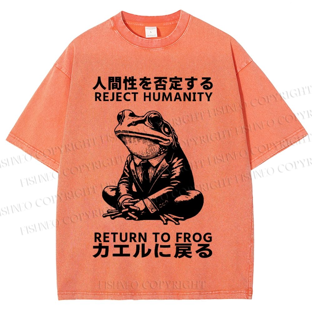 Unisex Reject Humanity Return To Frog Vintage Printed Washed Tee