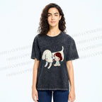 Unisex Yoshitomo Nara Dog Printed Washed Tee