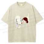 Unisex Yoshitomo Nara Dog Printed Washed Tee