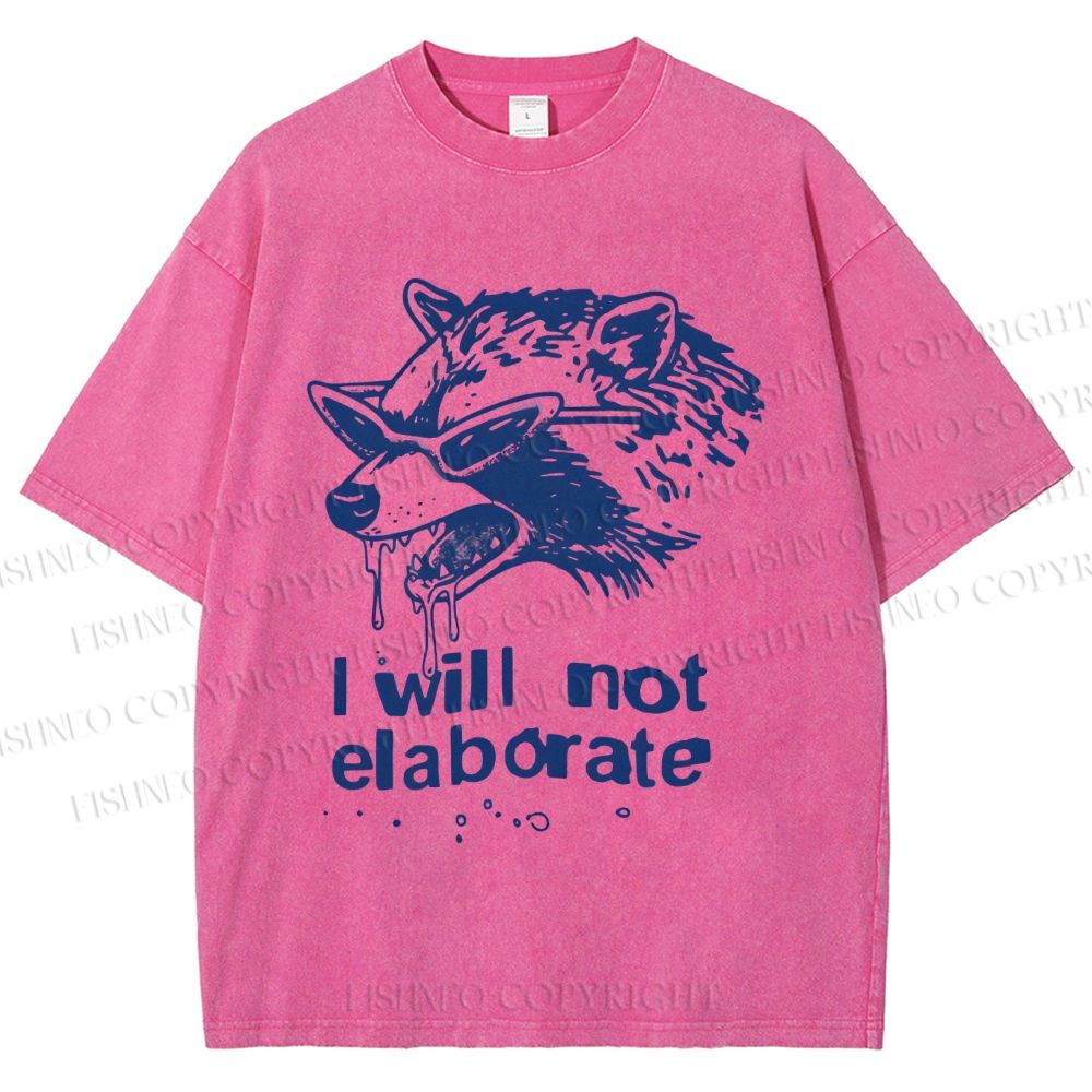 Unisex Crazy Opossum Cool I Will Not Elaborate Printed Washed Tee