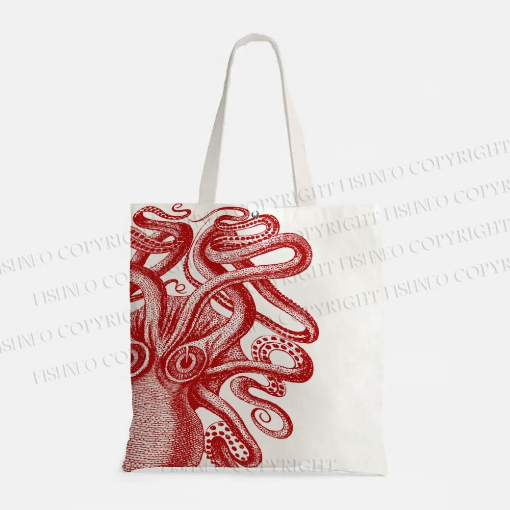 Vintage Octopus Printed Tote Bag