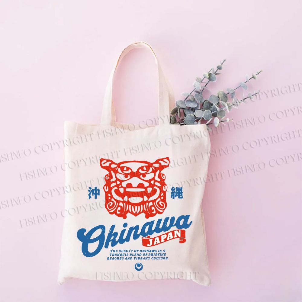 Okinawa Shisa Printed Tote Bag