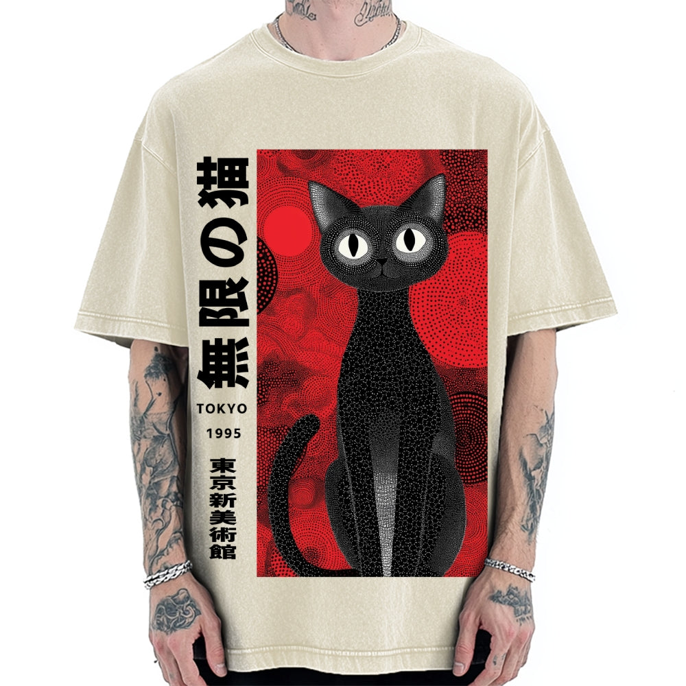 Unlimited Cat Japanese Art Vintage Washed T-shirt