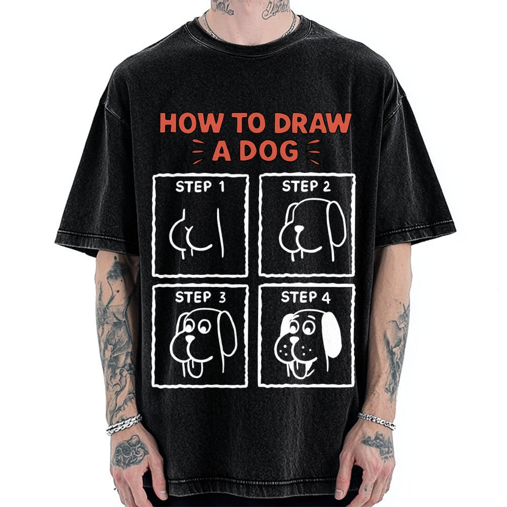 How to draw a dog Vintage Washed T-shirt