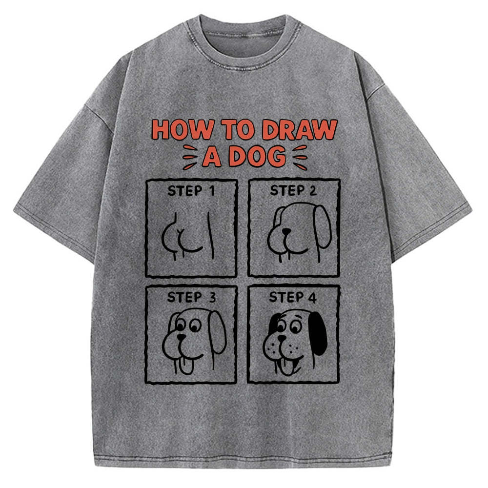 How to draw a dog Vintage Washed T-shirt