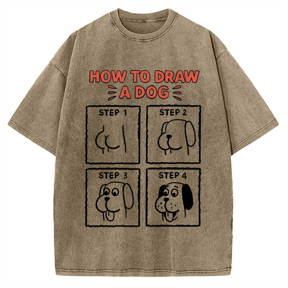 How to draw a dog Vintage Washed T-shirt