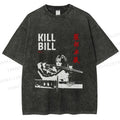Unisex Kill Bill Japanese Graffiti Printed Washed Tee